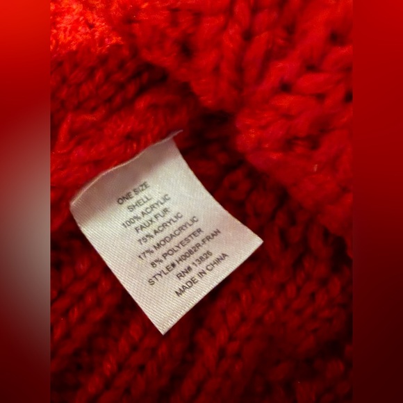 Women’s Red Knit Beanie and Matching Gloves - Picture 5 of 5